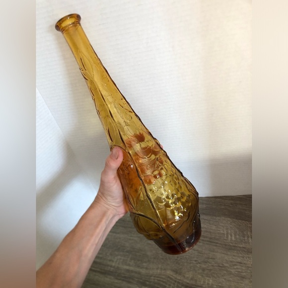 Vtg Amber Empoli Bottle with Fruit Design - Picture 9 of 9